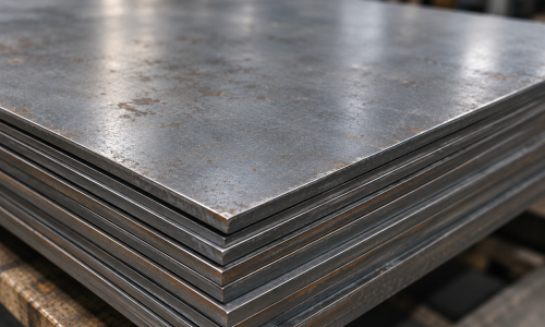 Close up of mild steel sheet with a raw surface finish